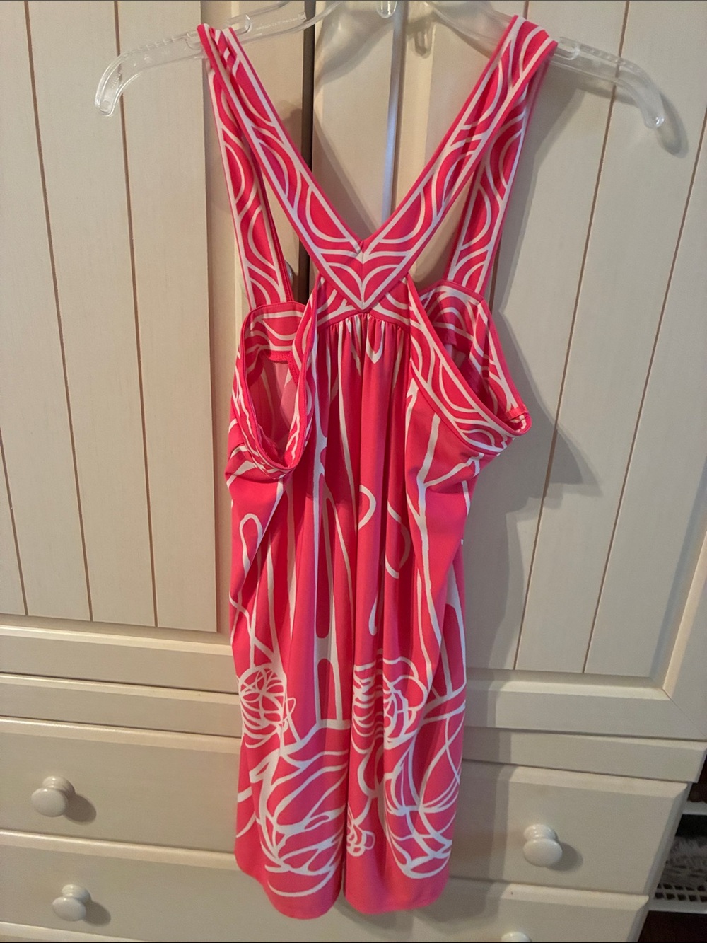 BCBGMaxAzria Pink and White Patterned Sleeveless Dress